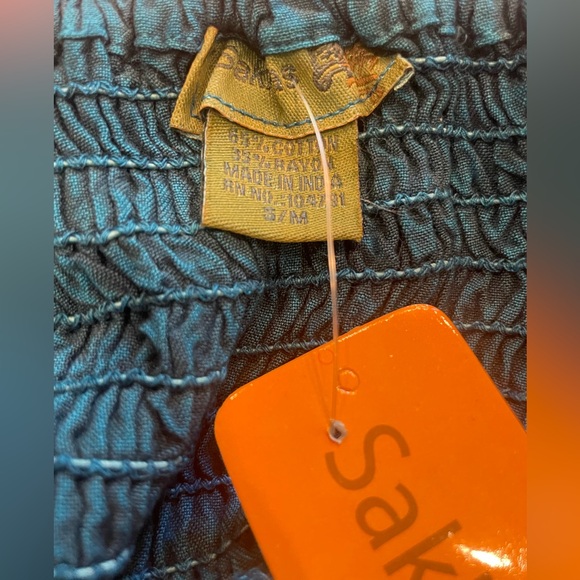 NWT Sakkas Boho Style Embroidered Adjust. Straps Maxi Dress Turquoise S/M - Picture 5 of 8